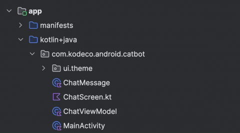 CatBot starter project files inside Android Studio
